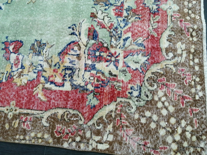 Red Turkish Runner Rug 6' 8" x 9' 6" Hand-Knotted | No. WR87646