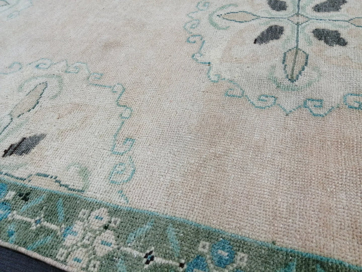 Beige Turkish Runner Rug 4' 2" x 11' 3" Hand-Knotted | No. WR88051