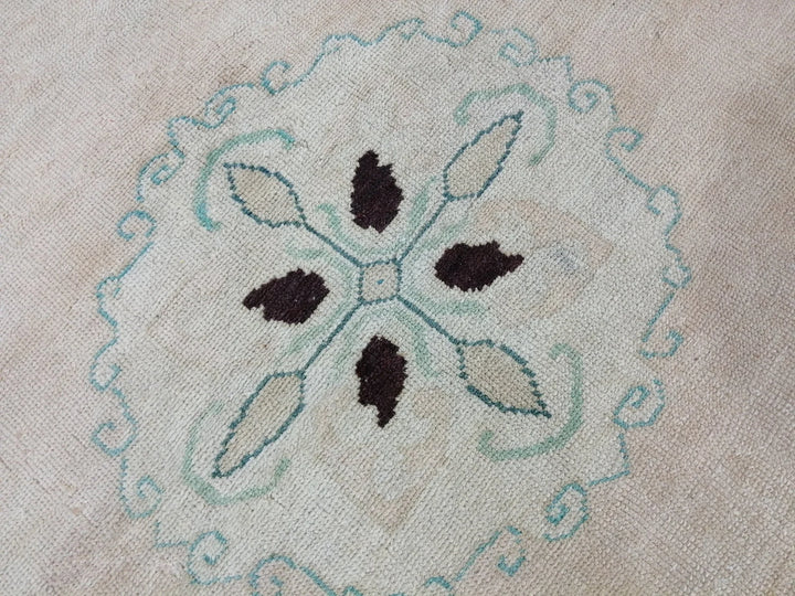 Beige Turkish Runner Rug 4' 2" x 11' 3" Hand-Knotted | No. WR88051