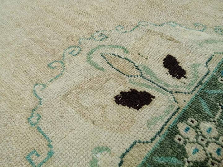 Beige Turkish Runner Rug 4' 2" x 11' 3" Hand-Knotted | No. WR88051