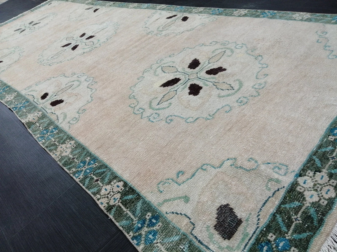 Beige Turkish Runner Rug 4' 2" x 11' 3" Hand-Knotted | No. WR88051