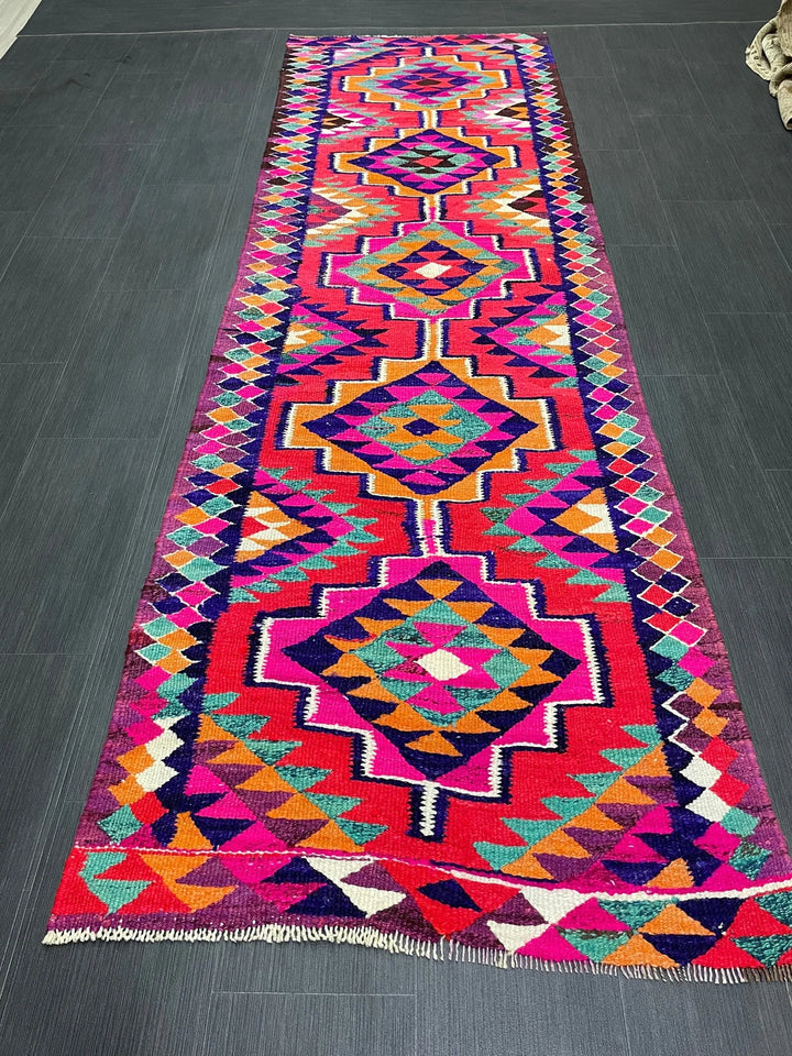 Rust Turkish Runner Rug 3' x 9' 9" Hand-Knotted | No. WR88125