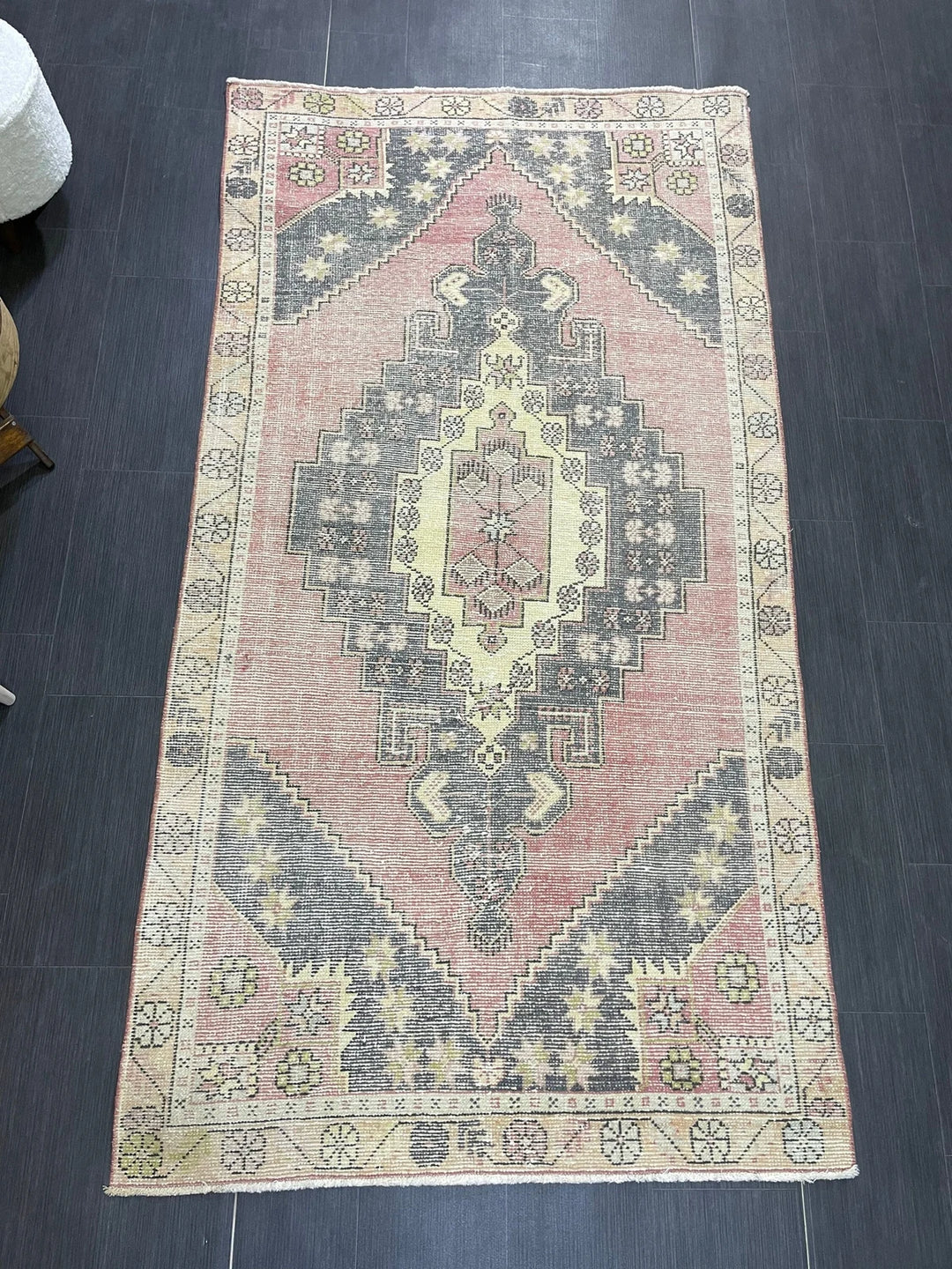 Beige Turkish Runner Rug 4' 3" x 8' 1" Hand-Knotted | No. WR88237