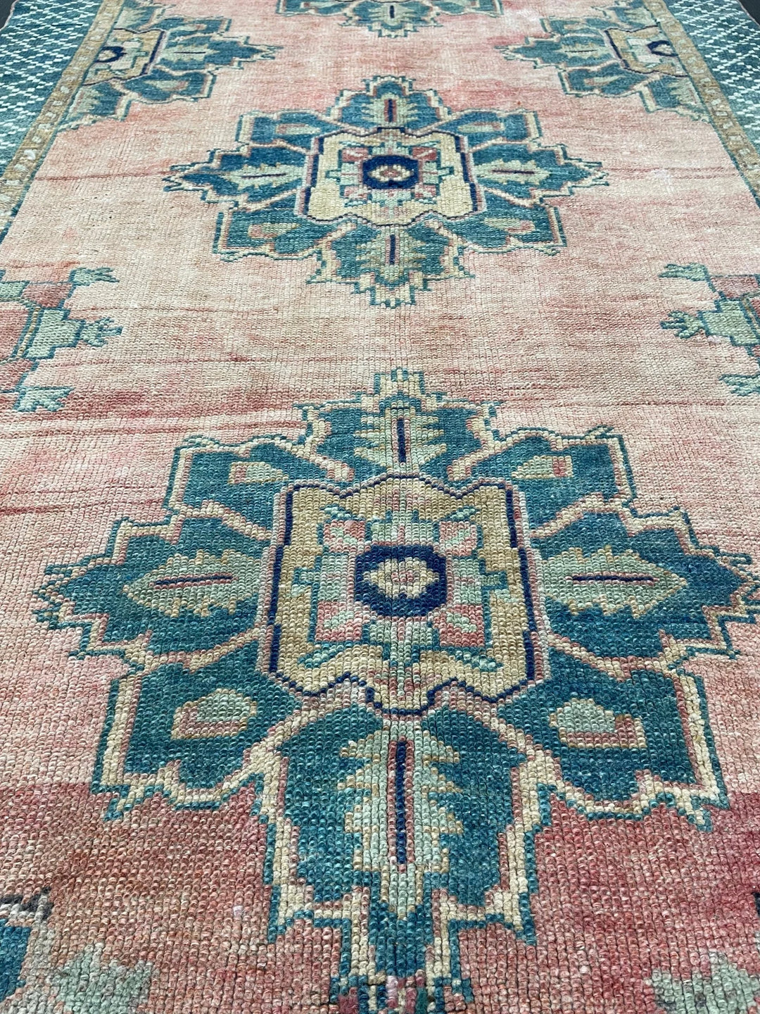 Green Turkish Runner Rug 4' 3" x 10' 1" Hand-Knotted | No. WR88261
