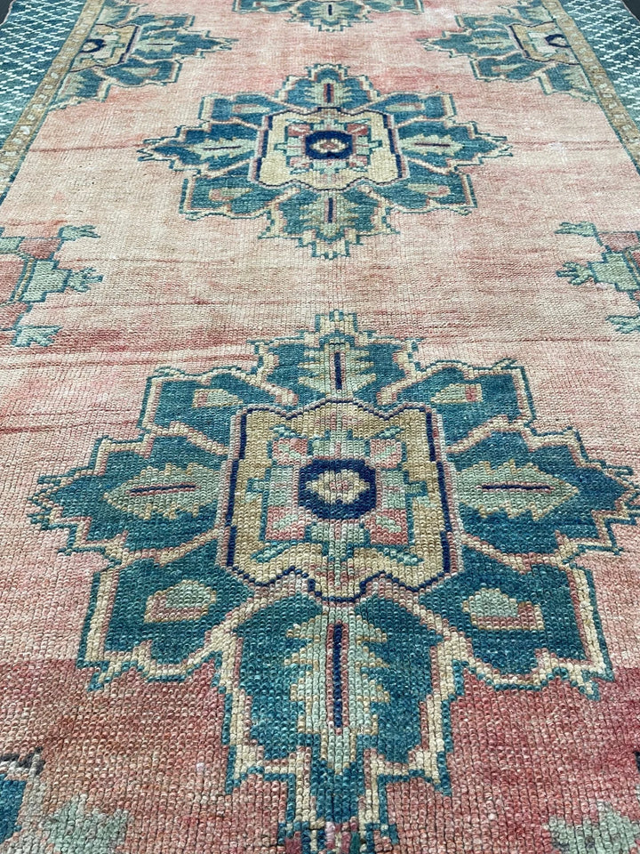 Green Turkish Runner Rug 4' 3" x 10' 1" Hand-Knotted | No. WR88261