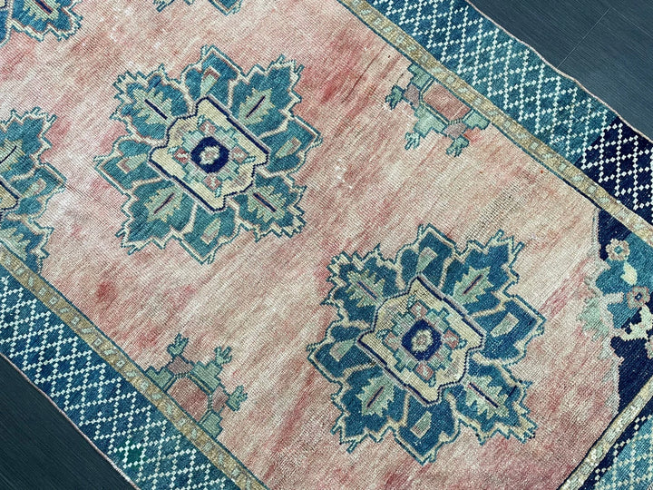 Green Turkish Runner Rug 4' 3" x 10' 1" Hand-Knotted | No. WR88261