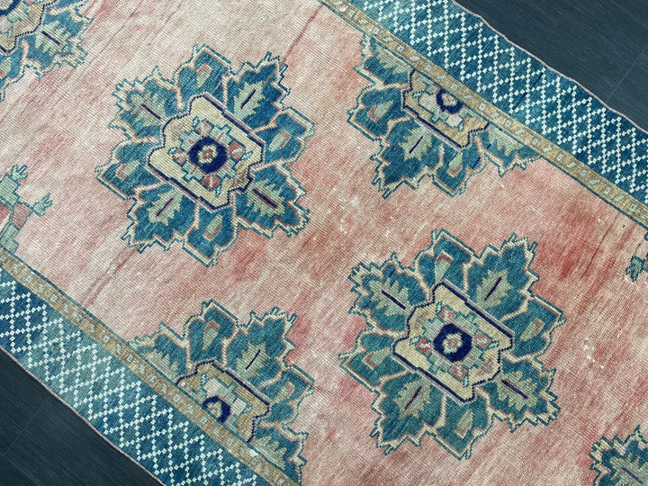 Green Turkish Runner Rug 4' 3" x 10' 1" Hand-Knotted | No. WR88261