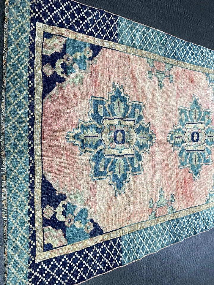 Green Turkish Runner Rug 4' 3" x 10' 1" Hand-Knotted | No. WR88261