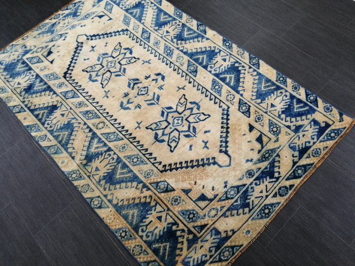 Blue Turkish Runner Rug 3' 11" x 6' 1" Hand-Knotted | No. WR88450