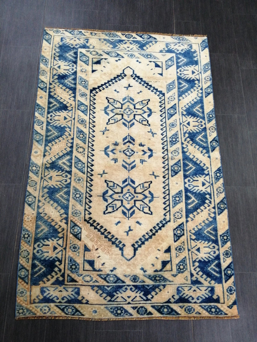Blue Turkish Runner Rug 3' 11" x 6' 1" Hand-Knotted | No. WR88450