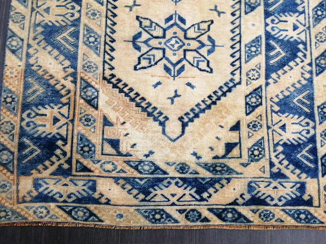 Blue Turkish Runner Rug 3' 11" x 6' 1" Hand-Knotted | No. WR88450