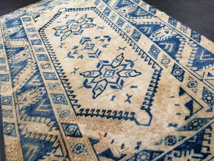Blue Turkish Runner Rug 3' 11" x 6' 1" Hand-Knotted | No. WR88450