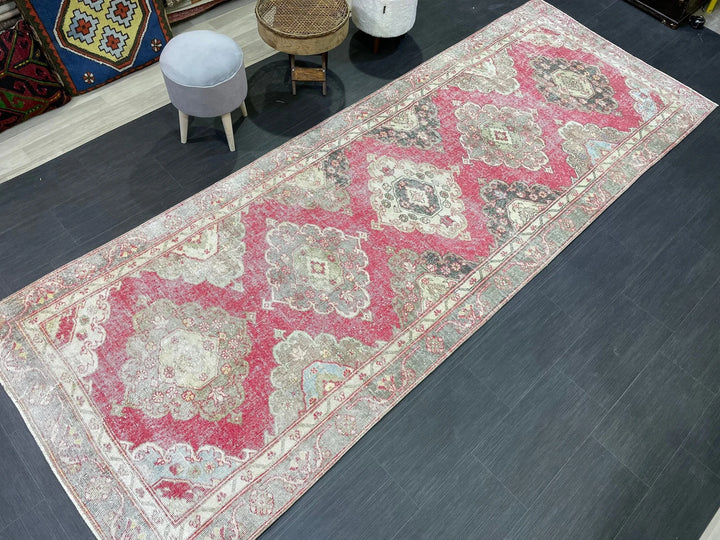 Beige Turkish Runner Rug 4' 3" x 11' 7" Hand-Knotted | No. WR88471