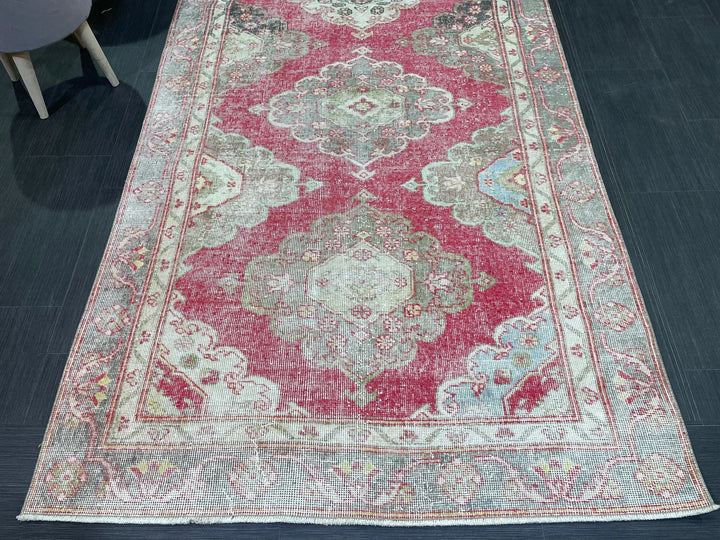 Beige Turkish Runner Rug 4' 3" x 11' 7" Hand-Knotted | No. WR88471