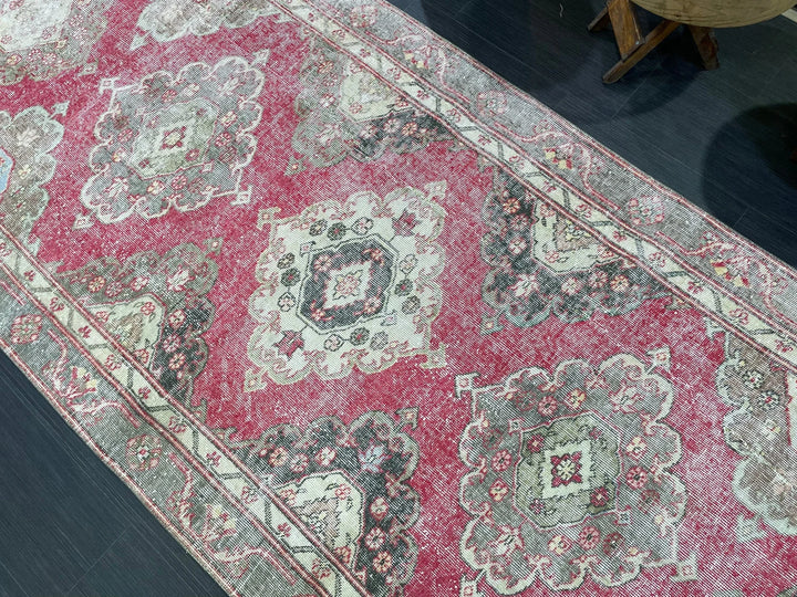 Beige Turkish Runner Rug 4' 3" x 11' 7" Hand-Knotted | No. WR88471