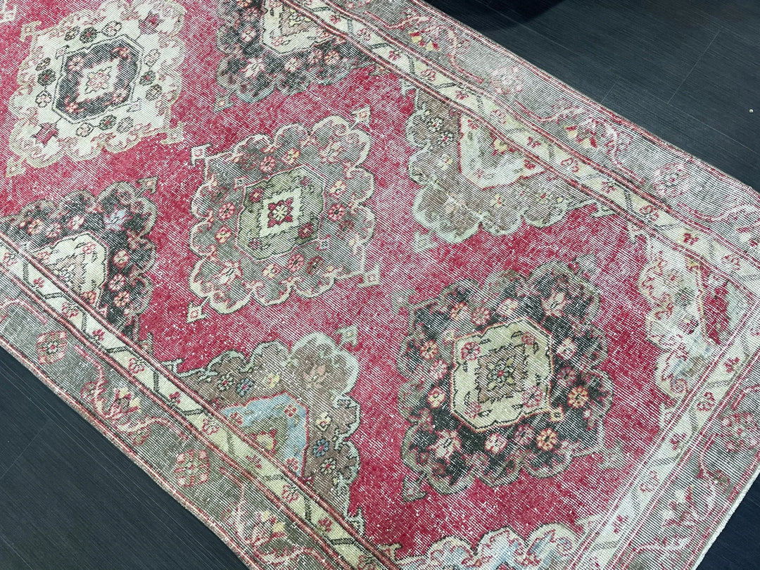 Beige Turkish Runner Rug 4' 3" x 11' 7" Hand-Knotted | No. WR88471