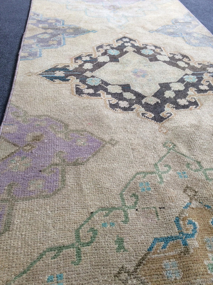 Beige Turkish Runner Rug 2' 8" x 13' 6" Hand-Knotted | No. WR88691