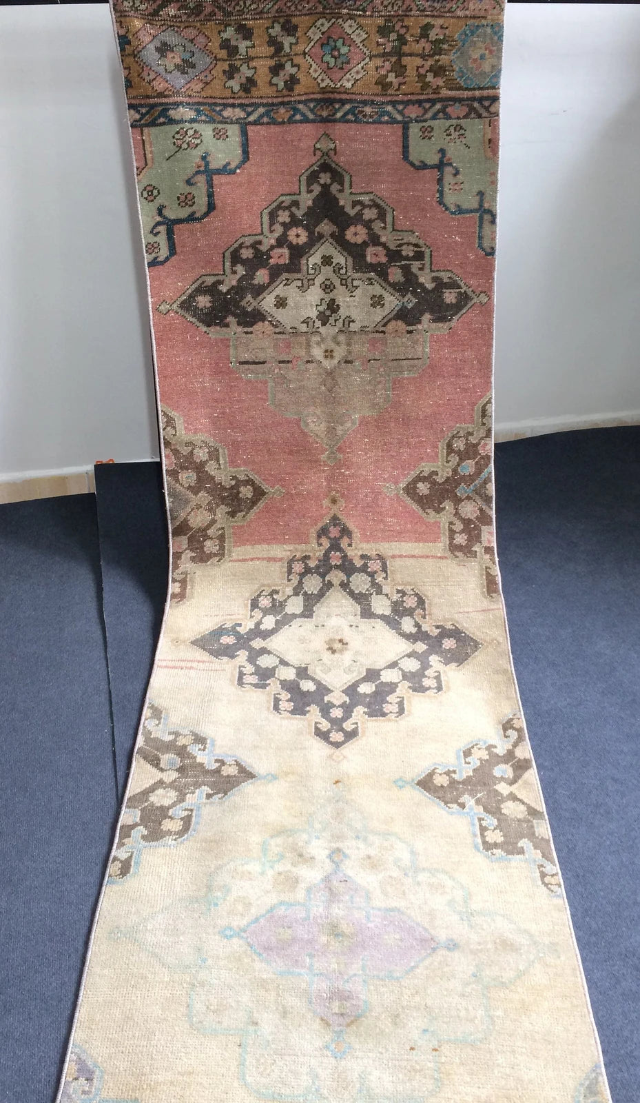 Beige Turkish Runner Rug 2' 8" x 13' 6" Hand-Knotted | No. WR88691