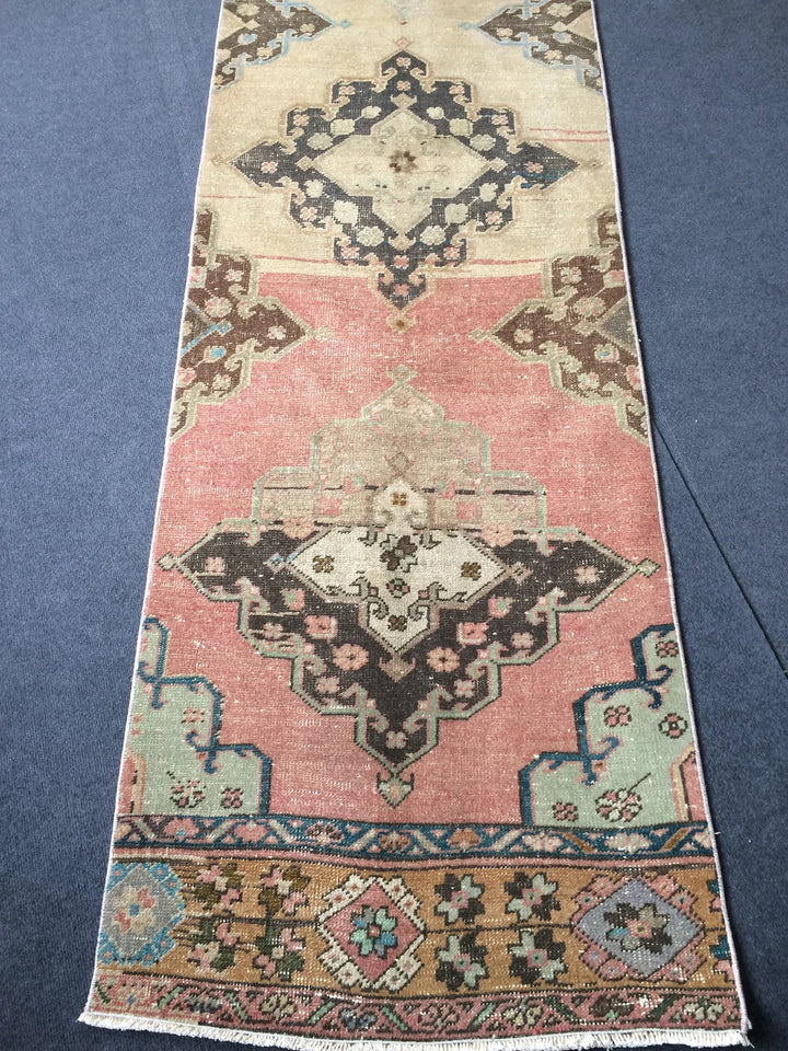 Beige Turkish Runner Rug 2' 8" x 13' 6" Hand-Knotted | No. WR88691
