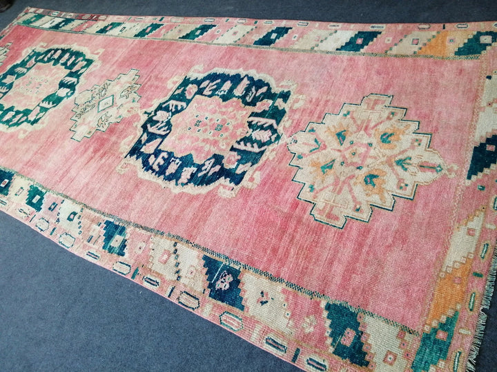 Beige Turkish Runner Rug 4' 5" x 10' 11" Hand-Knotted | No. WR89003