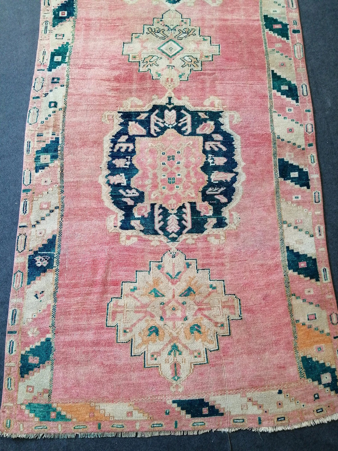 Beige Turkish Runner Rug 4' 5" x 10' 11" Hand-Knotted | No. WR89003