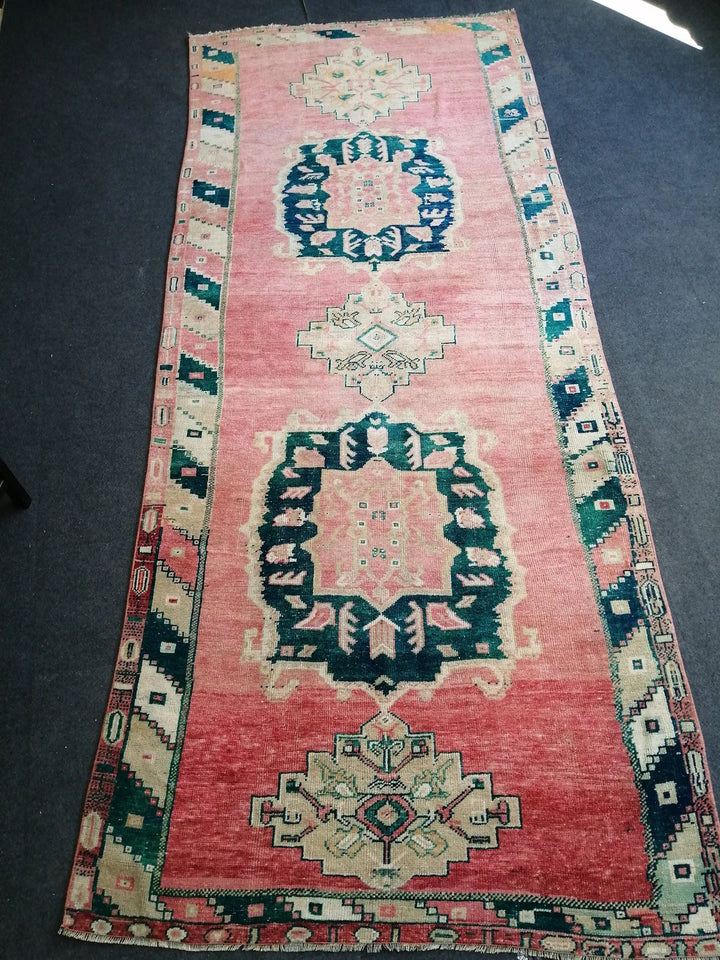 Beige Turkish Runner Rug 4' 5" x 10' 11" Hand-Knotted | No. WR89003