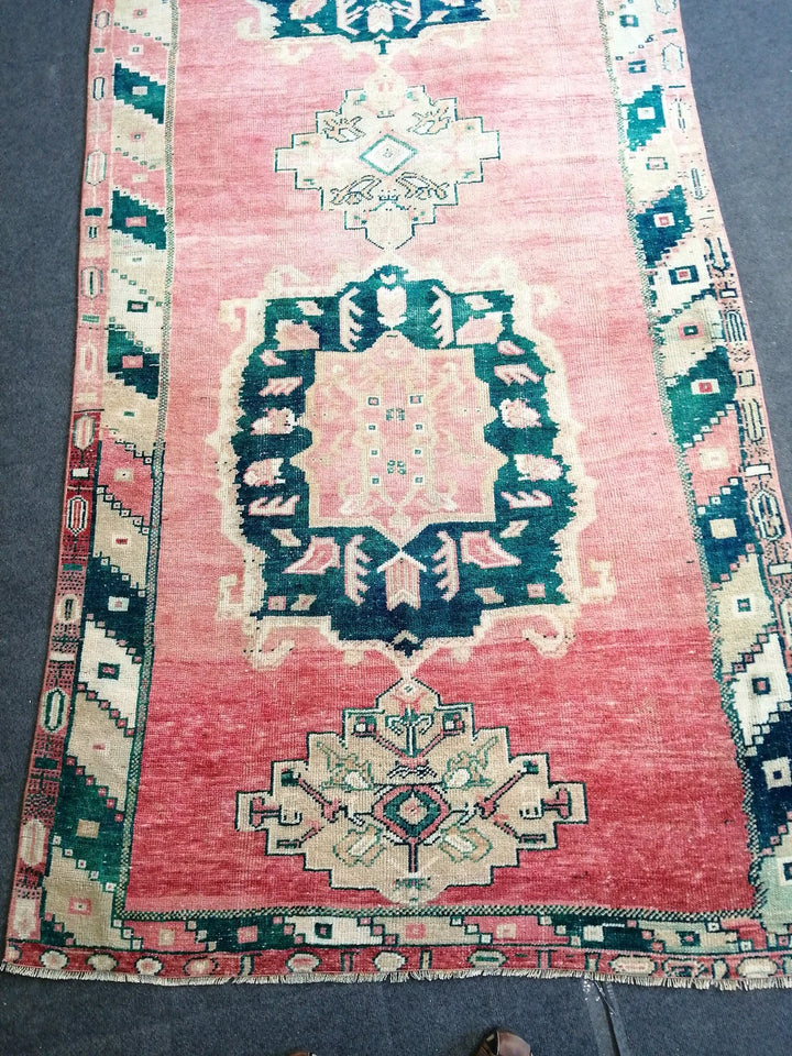 Beige Turkish Runner Rug 4' 5" x 10' 11" Hand-Knotted | No. WR89003