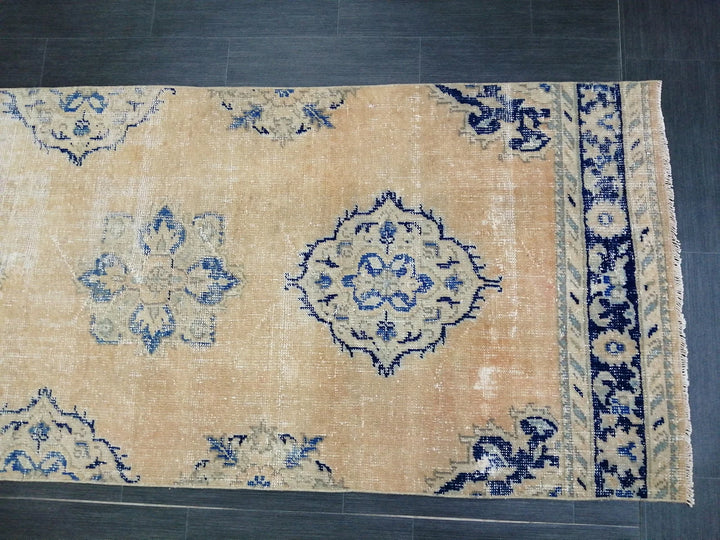 Blue Turkish Runner Rug 3' 2" x 12' Hand-Knotted | No. WR89155