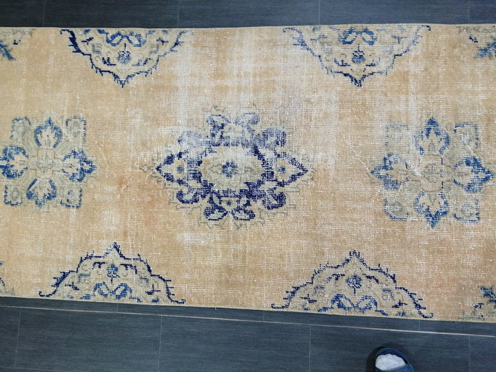 Blue Turkish Runner Rug 3' 2" x 12' Hand-Knotted | No. WR89155