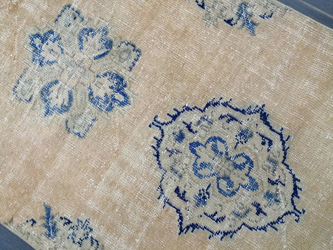 Blue Turkish Runner Rug 3' 2" x 12' Hand-Knotted | No. WR89155