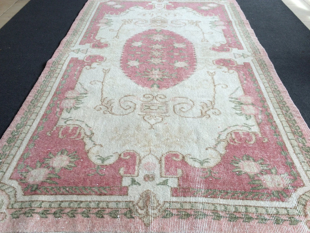 Pink Turkish Oushak Rug Hand-Knotted | No. WR89157