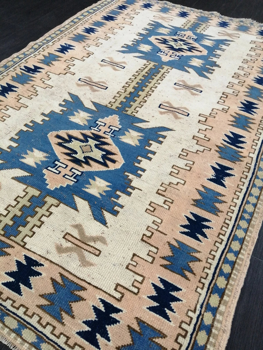 Blue Turkish Runner Rug 4' 2" x 6' 3" Hand-Knotted | No. WR89204