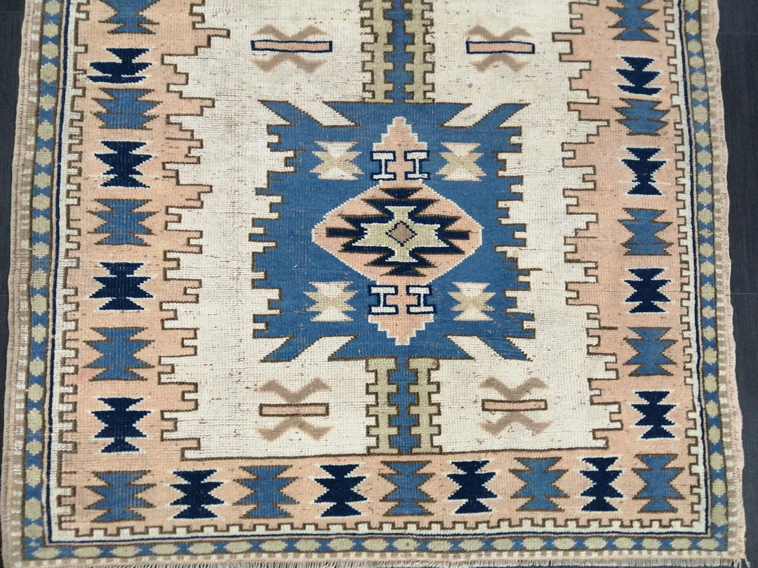 Blue Turkish Runner Rug 4' 2" x 6' 3" Hand-Knotted | No. WR89204