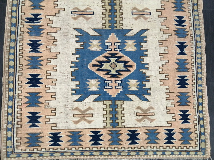 Blue Turkish Runner Rug 4' 2" x 6' 3" Hand-Knotted | No. WR89204