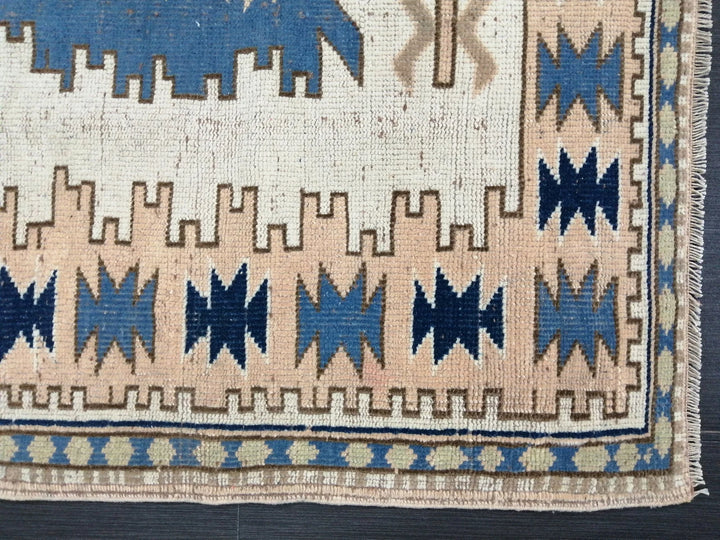 Blue Turkish Runner Rug 4' 2" x 6' 3" Hand-Knotted | No. WR89204
