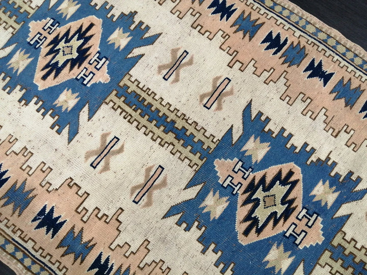 Blue Turkish Runner Rug 4' 2" x 6' 3" Hand-Knotted | No. WR89204