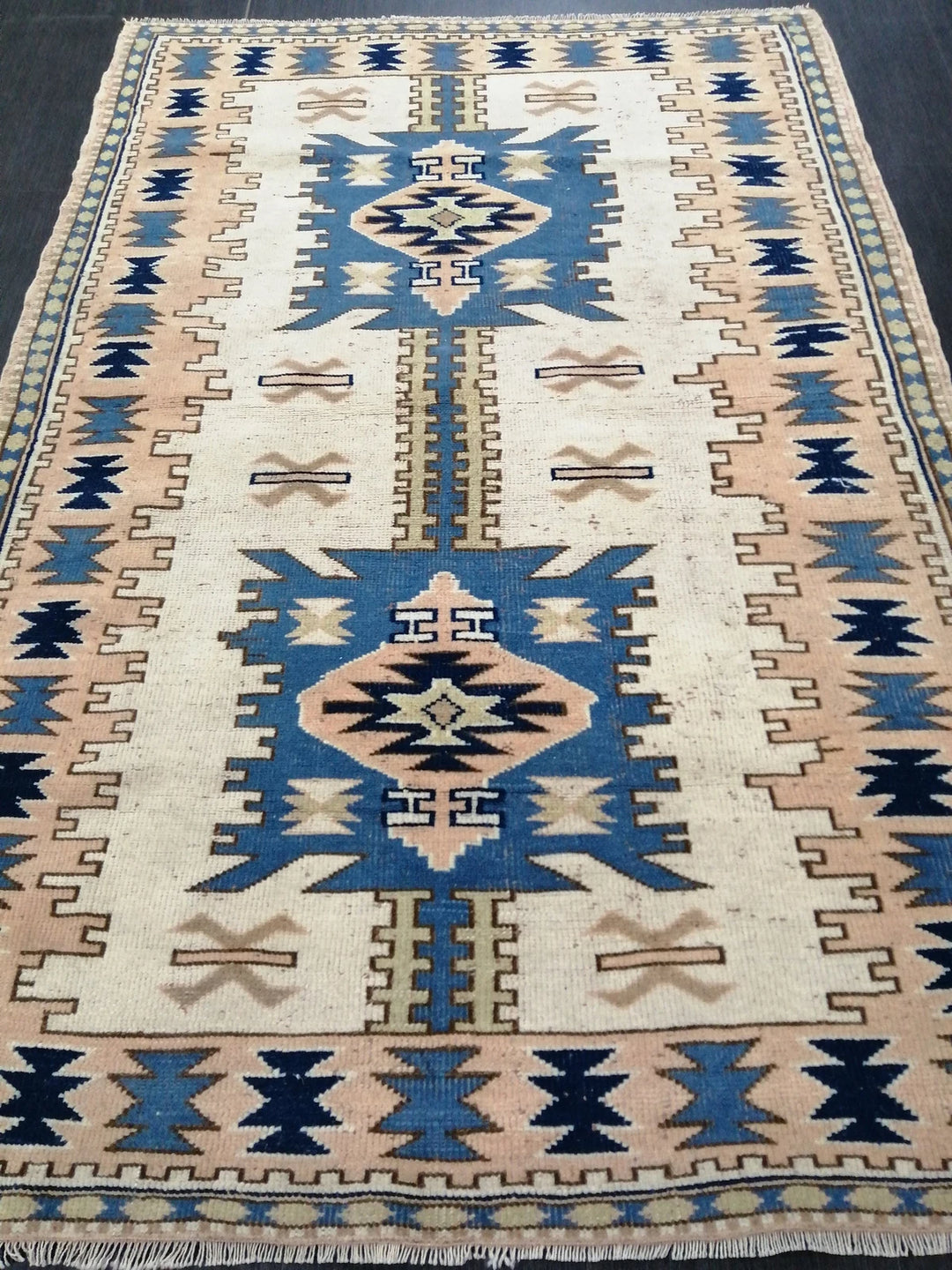 Blue Turkish Runner Rug 4' 2" x 6' 3" Hand-Knotted | No. WR89204