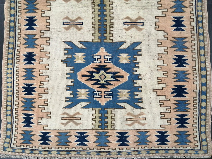 Blue Turkish Runner Rug 4' 2" x 6' 3" Hand-Knotted | No. WR89204