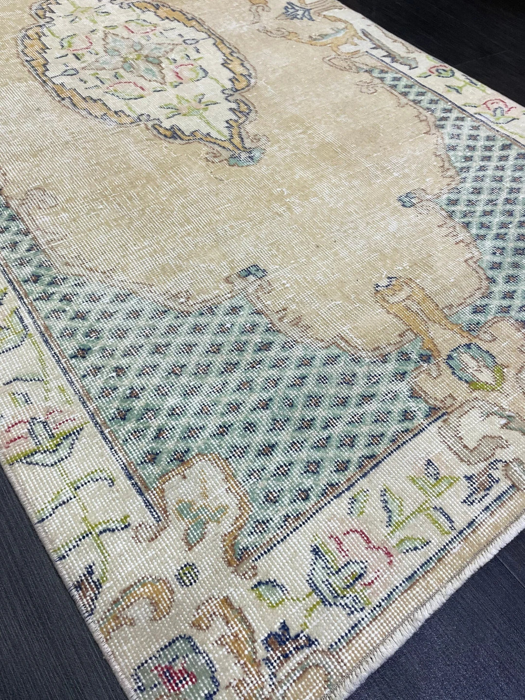 Tan Turkish Oushak Rug 3' 7" x 7' 1" Hand-Knotted | No. WR89578