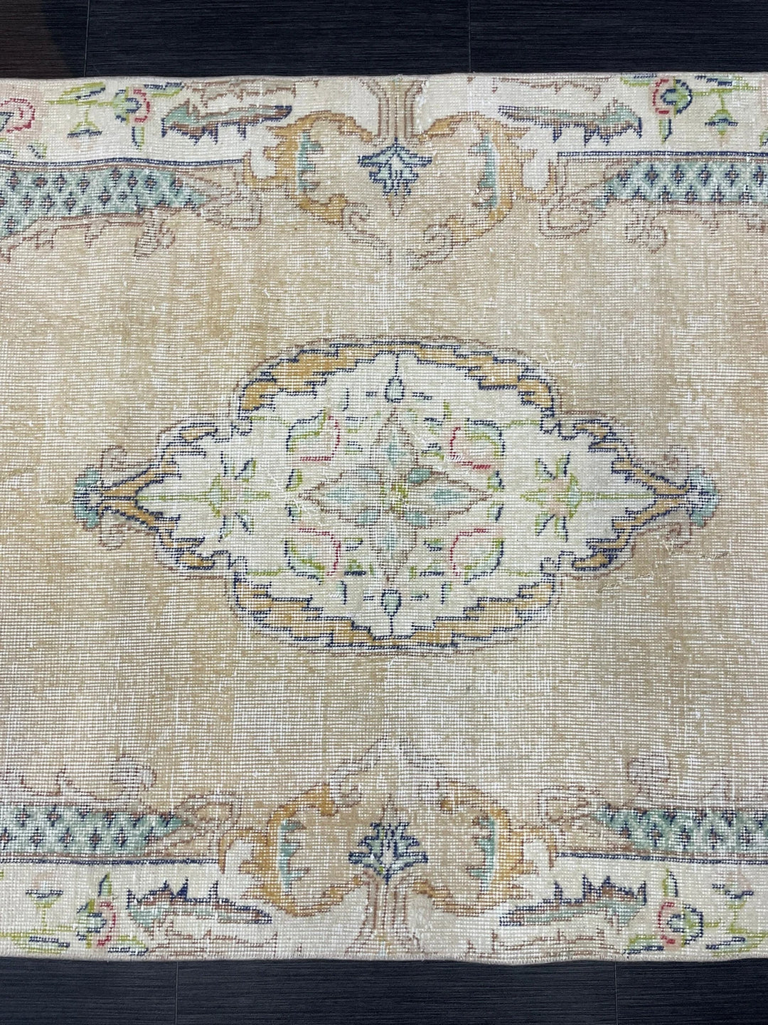 Tan Turkish Oushak Rug 3' 7" x 7' 1" Hand-Knotted | No. WR89578