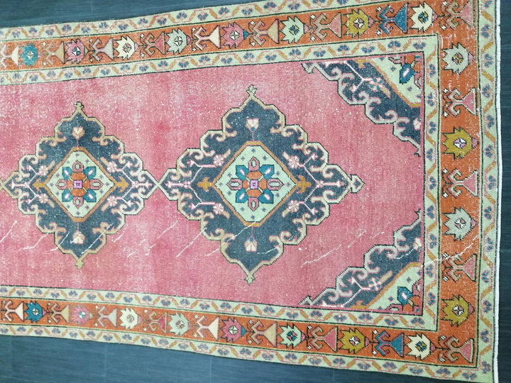 Beige Turkish Runner Rug 4' 9" x 10' 10" Hand-Knotted | No. WR89720