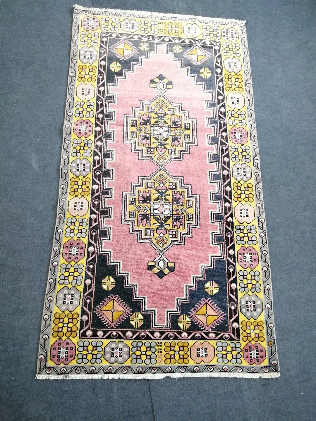 Pink Turkish Runner Rug 3' 10" x 7' 4" Hand-Knotted | No. WR89732