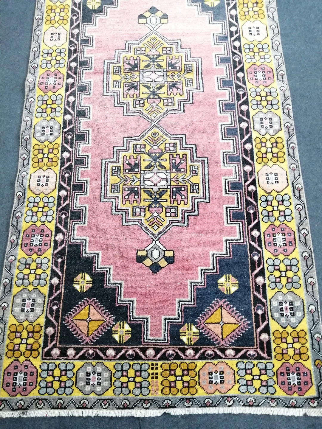 Pink Turkish Runner Rug 3' 10" x 7' 4" Hand-Knotted | No. WR89732
