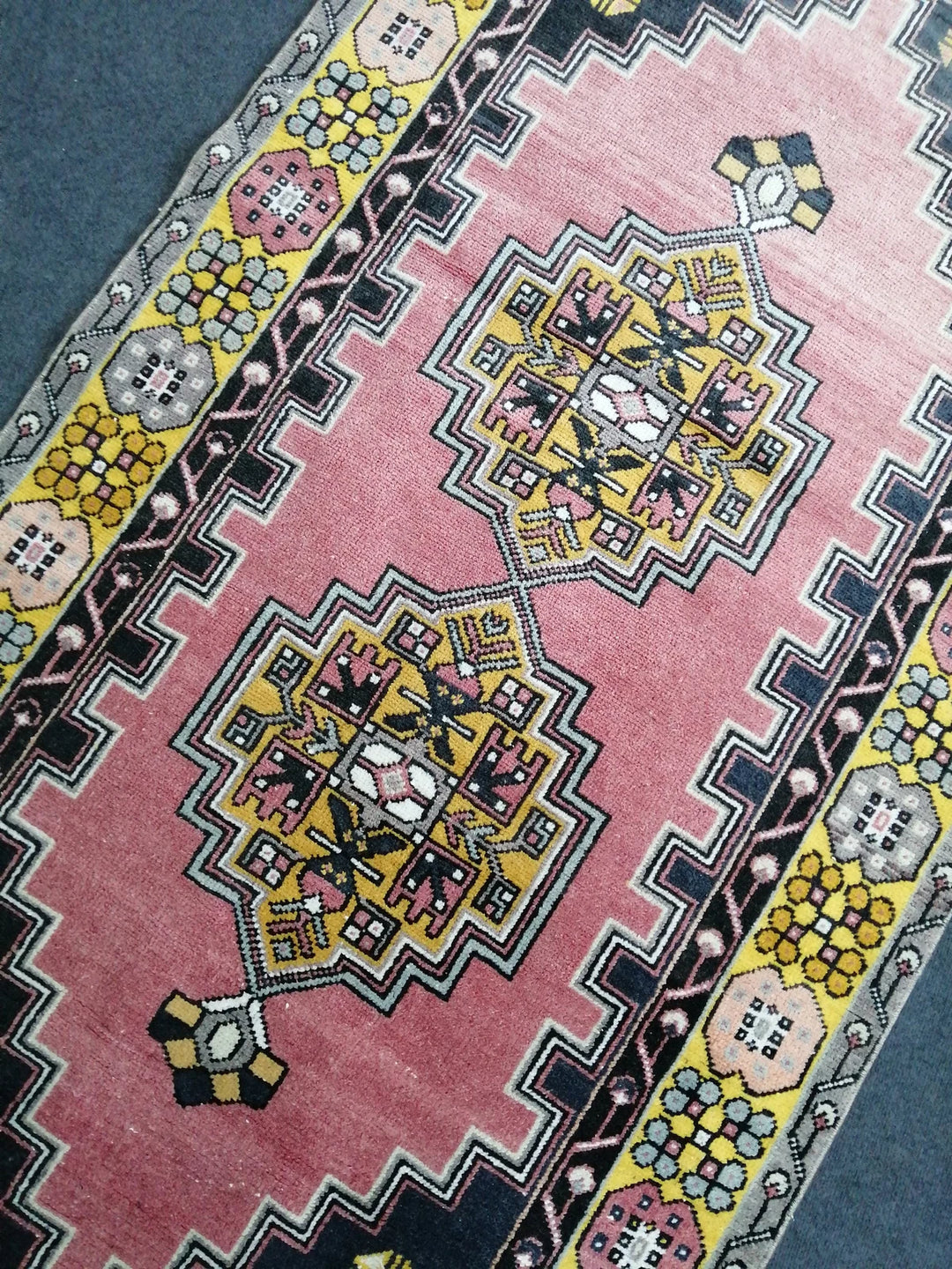 Pink Turkish Runner Rug 3' 10" x 7' 4" Hand-Knotted | No. WR89732