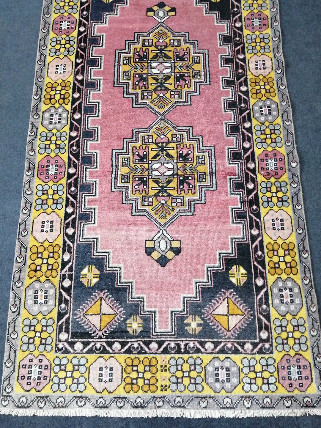 Pink Turkish Runner Rug 3' 10" x 7' 4" Hand-Knotted | No. WR89732
