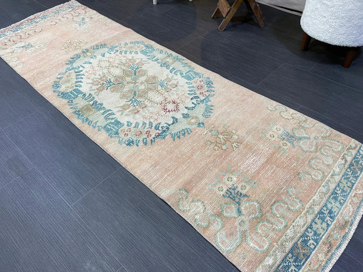 Beige Turkish Runner Rug 2' 1" x 6' 9" Hand-Knotted | No. WR89909