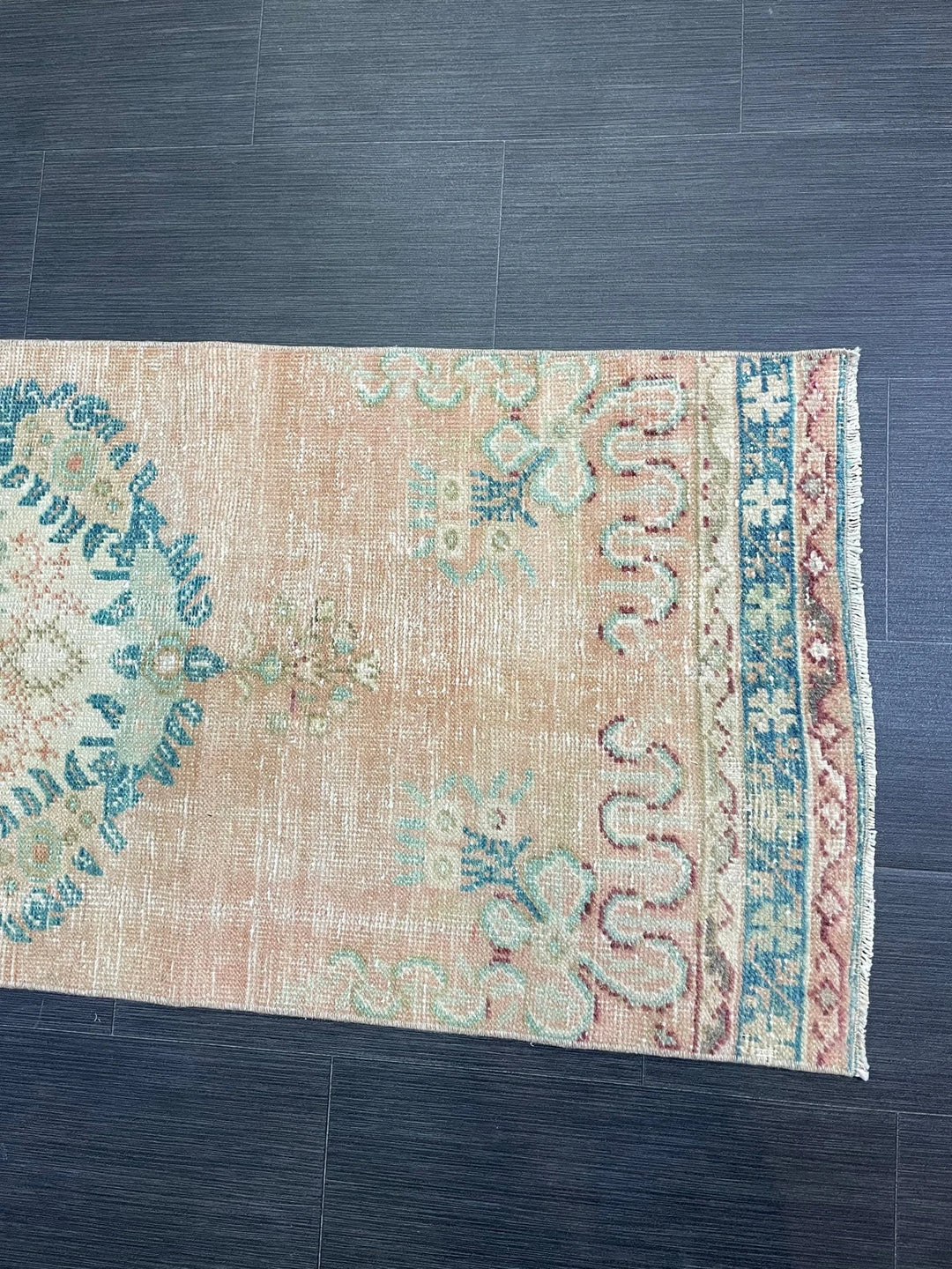 Beige Turkish Runner Rug 2' 1" x 6' 9" Hand-Knotted | No. WR89909