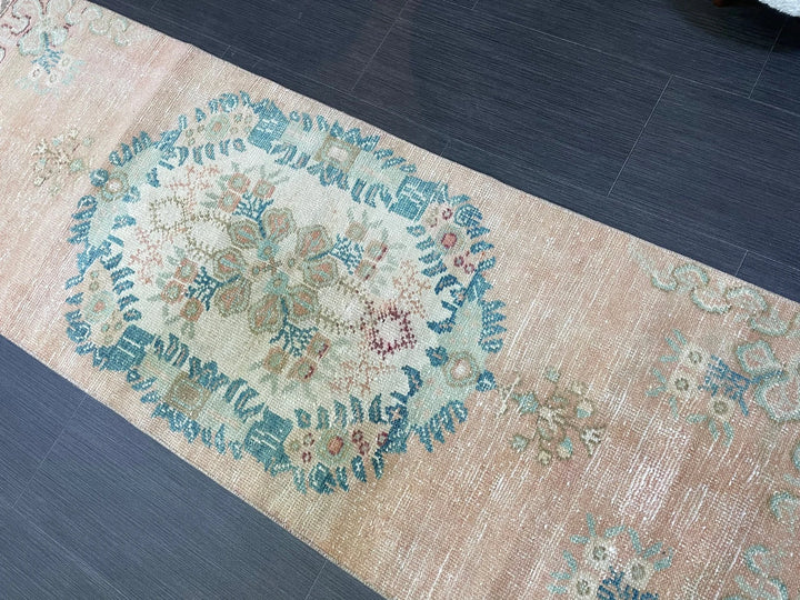 Beige Turkish Runner Rug 2' 1" x 6' 9" Hand-Knotted | No. WR89909