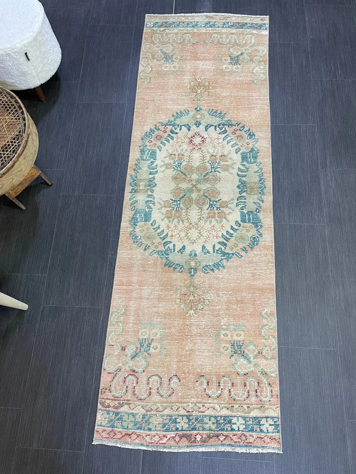 Beige Turkish Runner Rug 2' 1" x 6' 9" Hand-Knotted | No. WR89909