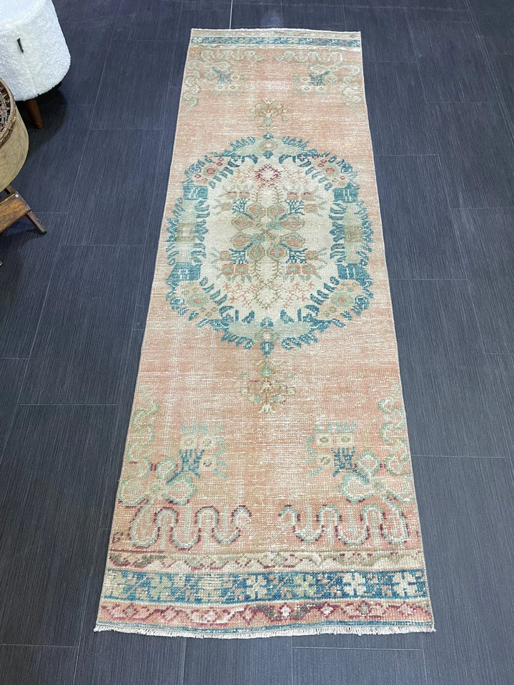 Beige Turkish Runner Rug 2' 1" x 6' 9" Hand-Knotted | No. WR89909